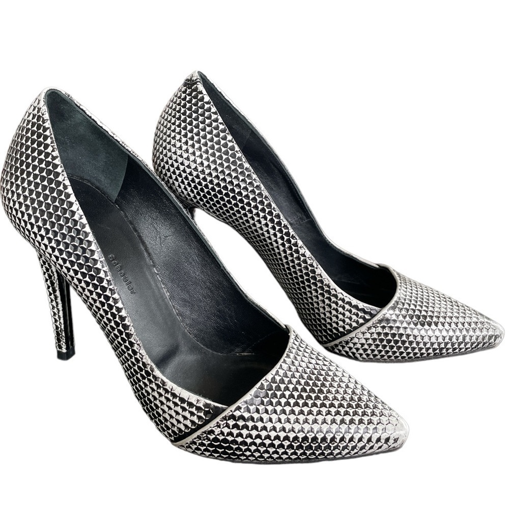 PROENZA Schouler Monochrome Leather Black White Pumps 38.5